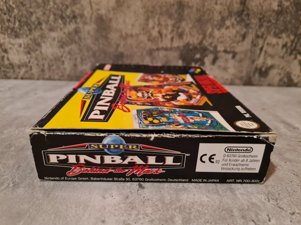 SNES Super Nintendo Super Pinball Behind The Mask mit OVP und Anleitung NOE - T-Retro-Games 