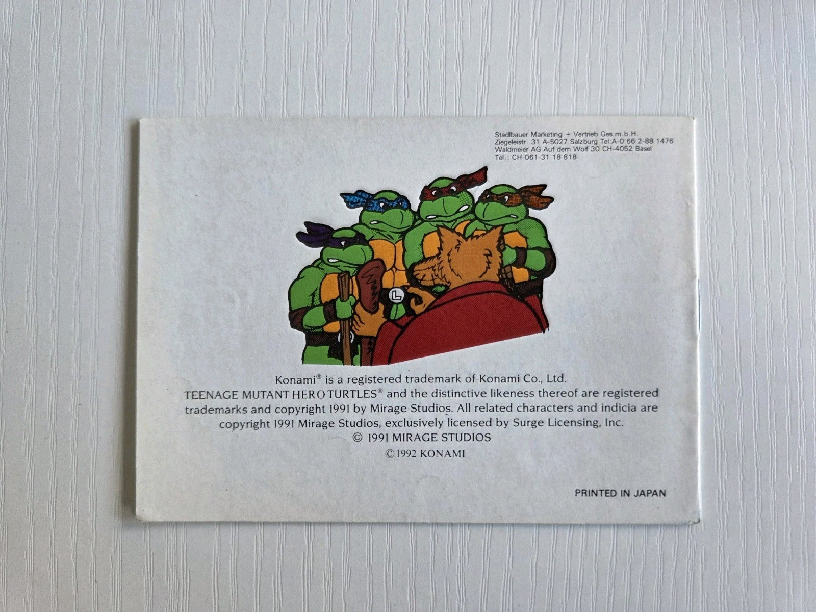 Game Boy Classic Turtles II Back from the Sewers Instruction Booklet FRG