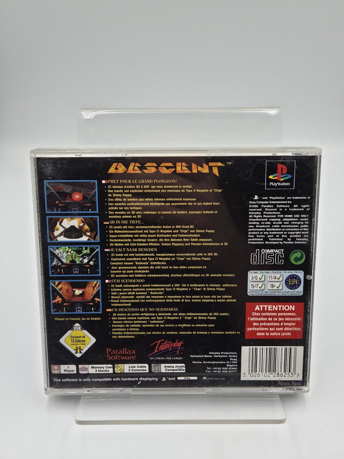 PS1 Playstation 1 Descent mit OVP und Anleitungen Multilingual