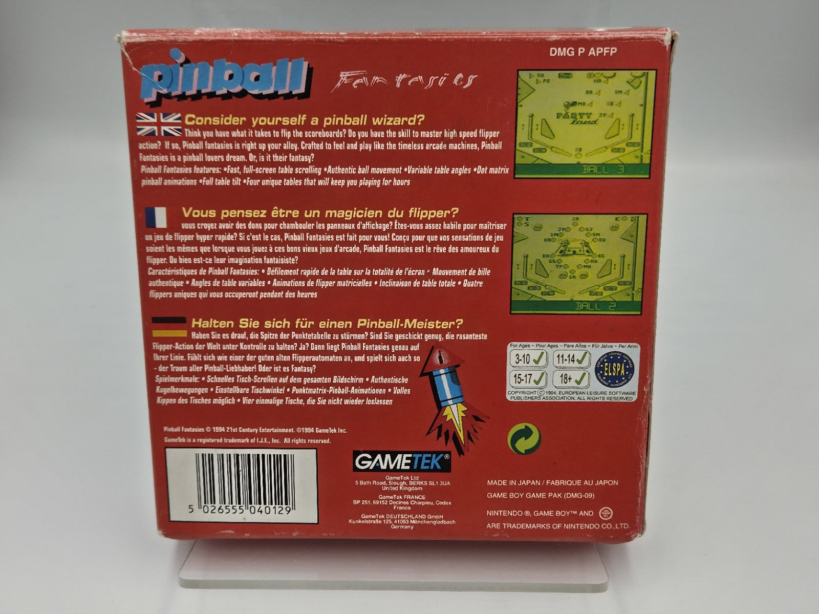 Nintendo Game Boy Spiel Pinball Fantasies mit OVP und Anleitung EUR
