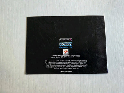 Game Boy Classic Micro Machines 2 Turbo Tournament Instruction Booklet NOE