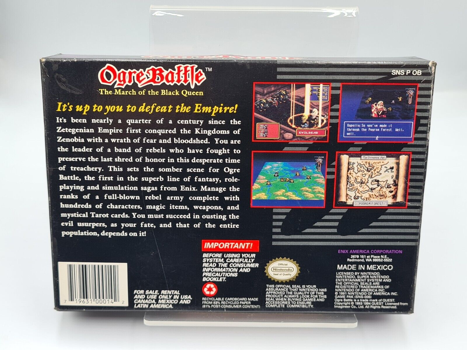 SNES Super Nintendo Ogre Battle mit OVP und Anleitung + Karten NTSC-USA - T-Retro-Games 