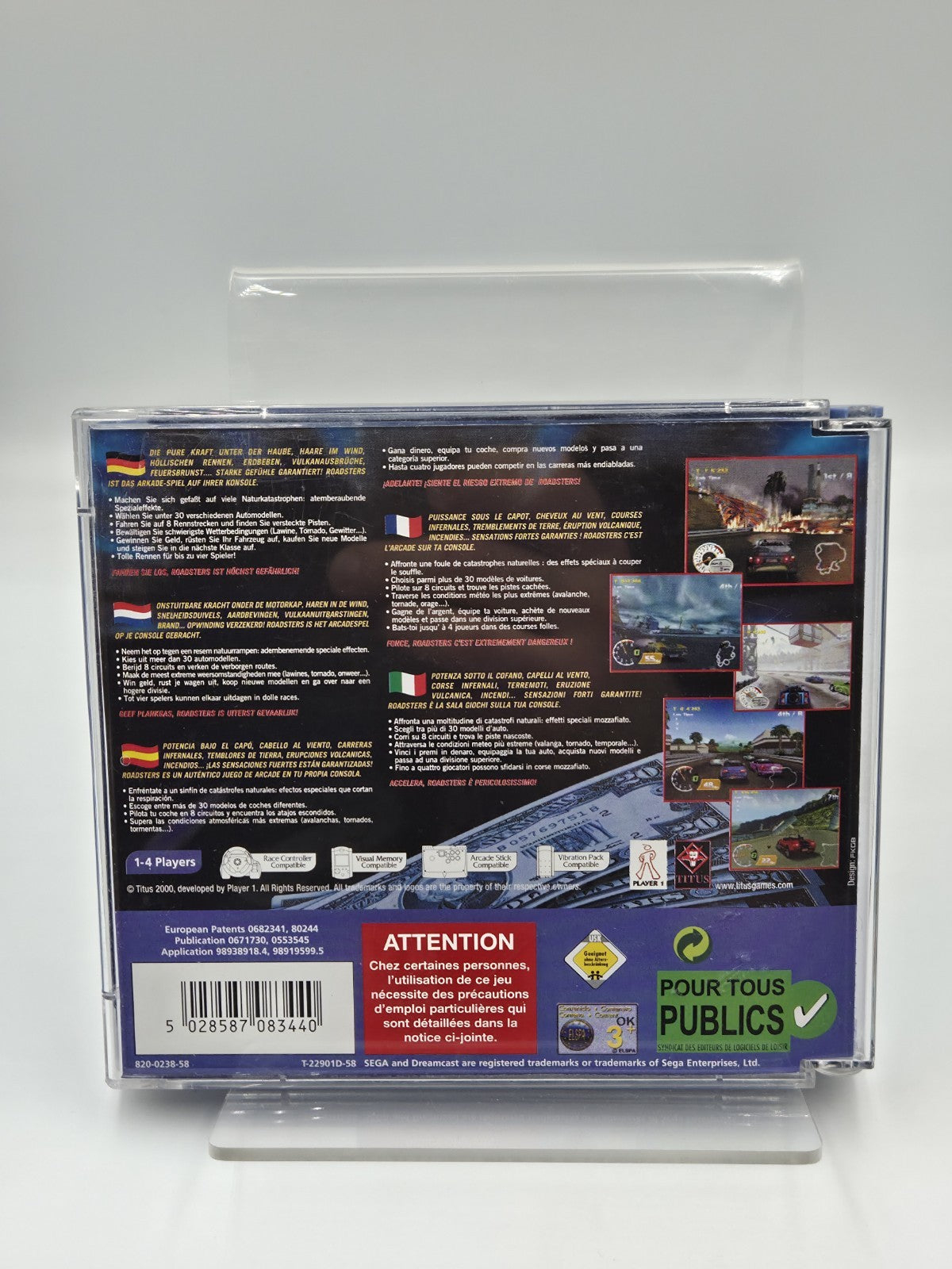 Sega Dreamcast Spiel Roadsters mit OVP und Anleitung Multilingual 