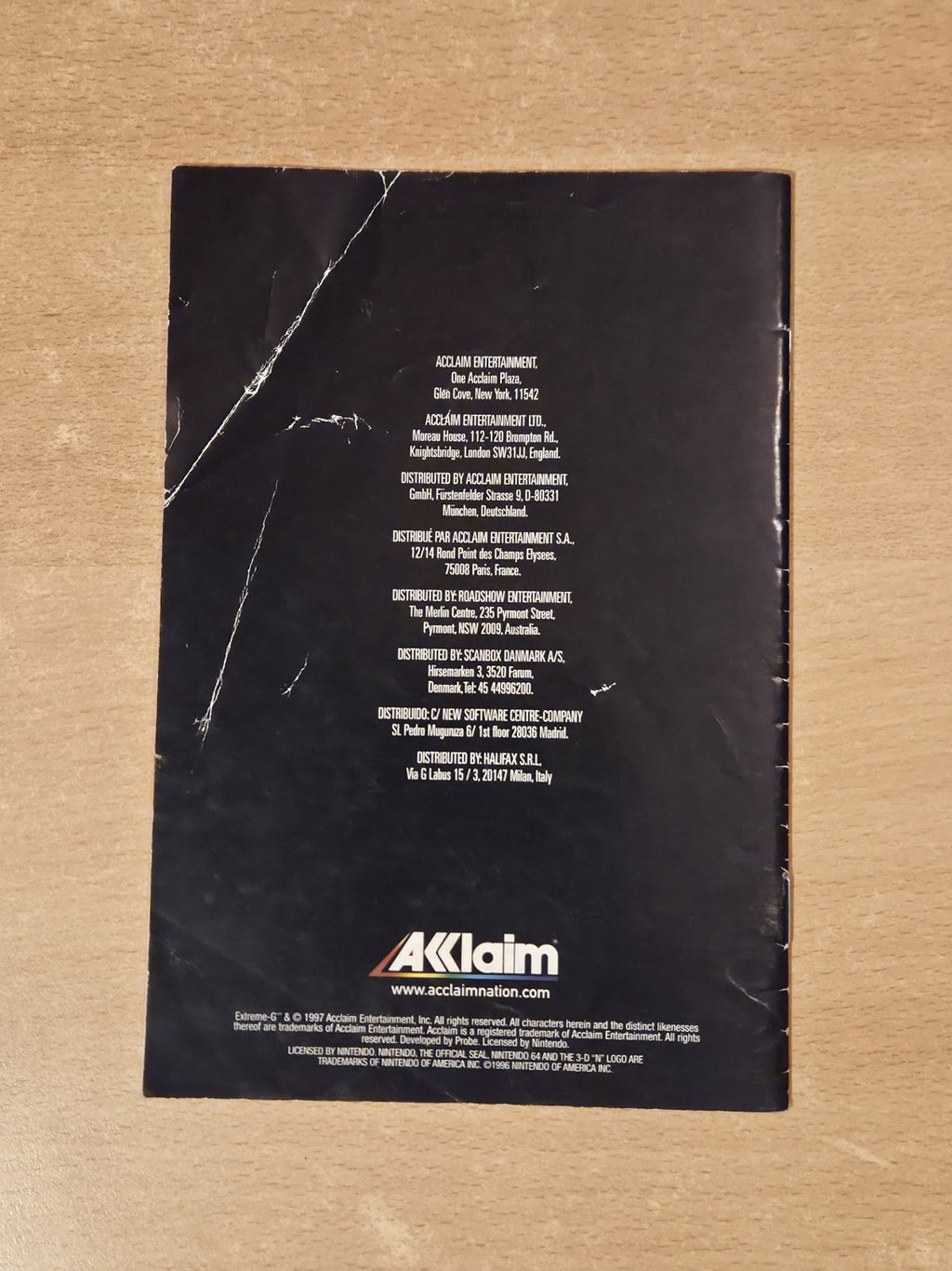 N64 Nintendo 64 extreme-G  Instruction Booklet EUR
