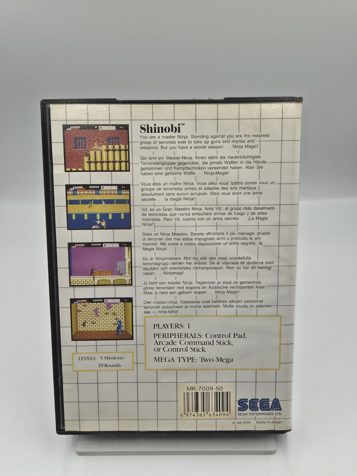 Sega Master System Spiel Shinobi mit OVP und Anleitung Multi Language 