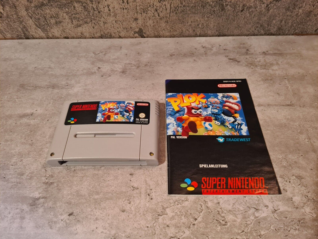 SNES Super Nintendo Plok mit OVP und Anleitung NOE/SFRG - T-Retro-Games 
