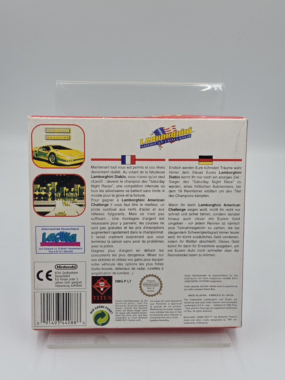 Game Boy Classic Spiel Lamborghini American Challenge mit OVP und Anleitung FRG