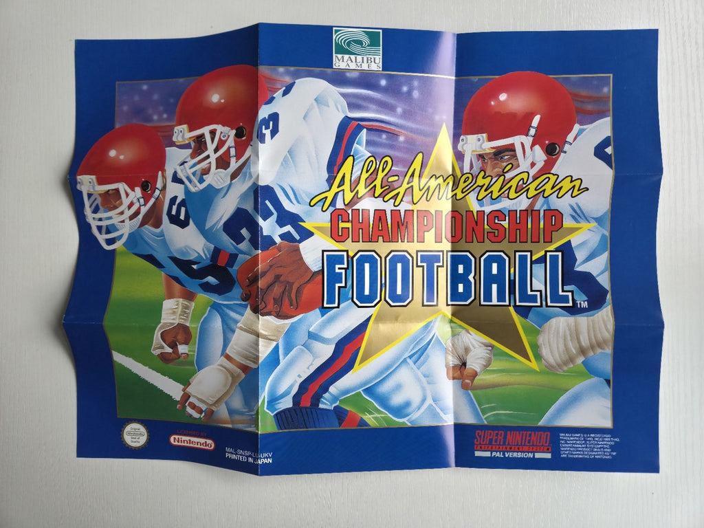SNES Super Nintendo All-American Championship Football Poster  Flyer Insert UKV