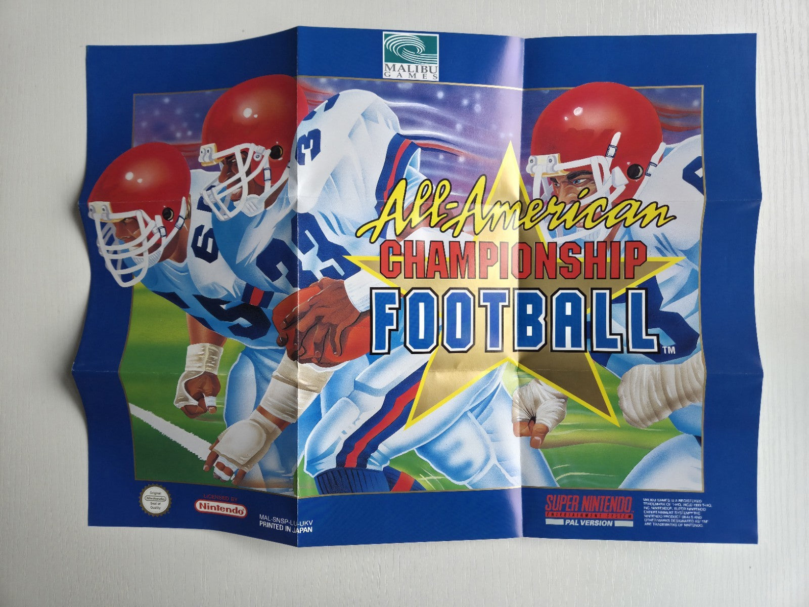 SNES Super Nintendo All-American Championship Football Poster  Flyer Insert UKV