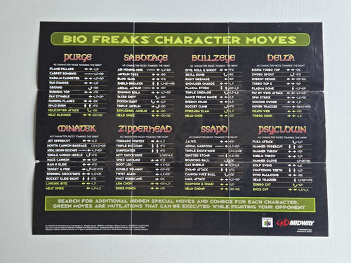 N64 Nintendo 64 Bio Freaks Character Moves Poster Reklame Flyer Insert USA