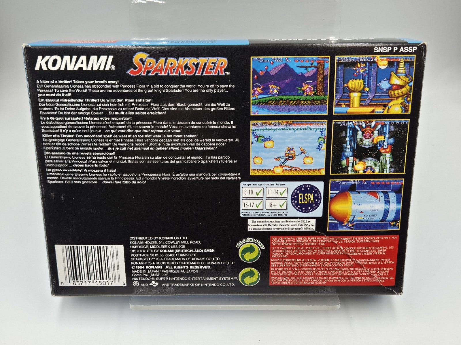 SNES Super Nintendo Spiel Sparkster mit OVP und Anleitung EUR