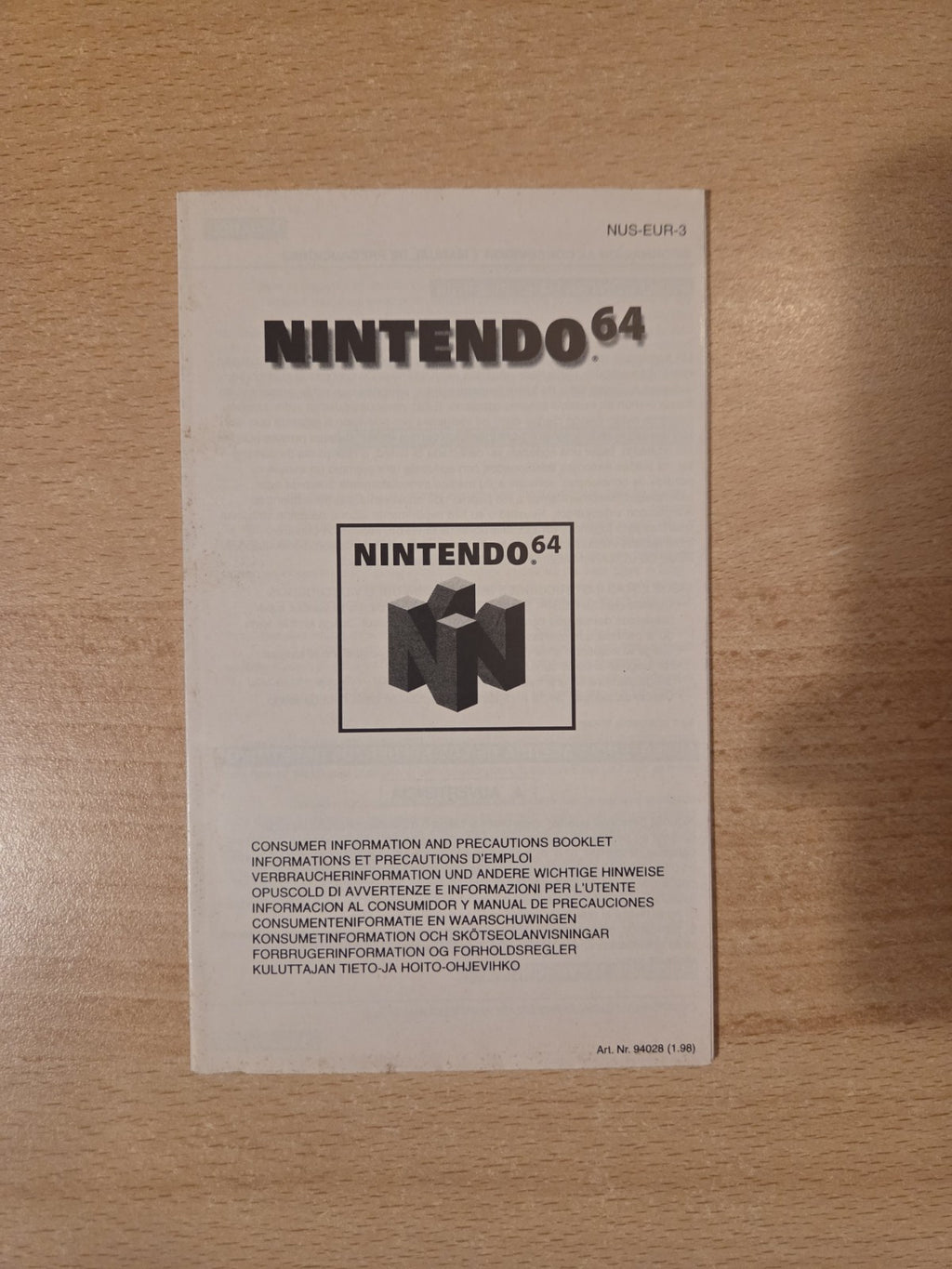 N64 Nintendo 64 Consumer Information Spielanleitung Instruction Booklet EUR-3