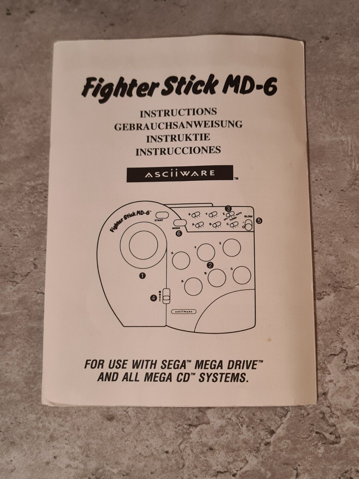 Sega Mega Drive / Sega Mega CD Fighter Stick MD-6 Controller Joystick OVP - T-Retro-Games 