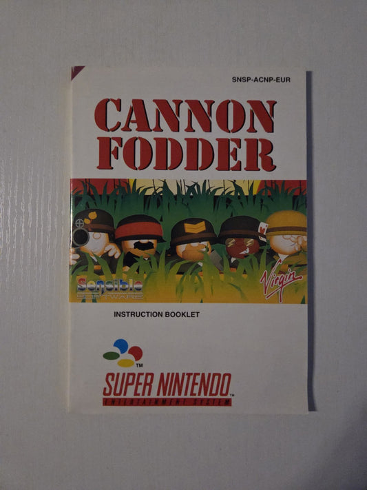 SNES Super Nintendo Cannon Fodder Spielanleitung Instruction Booklet EUR