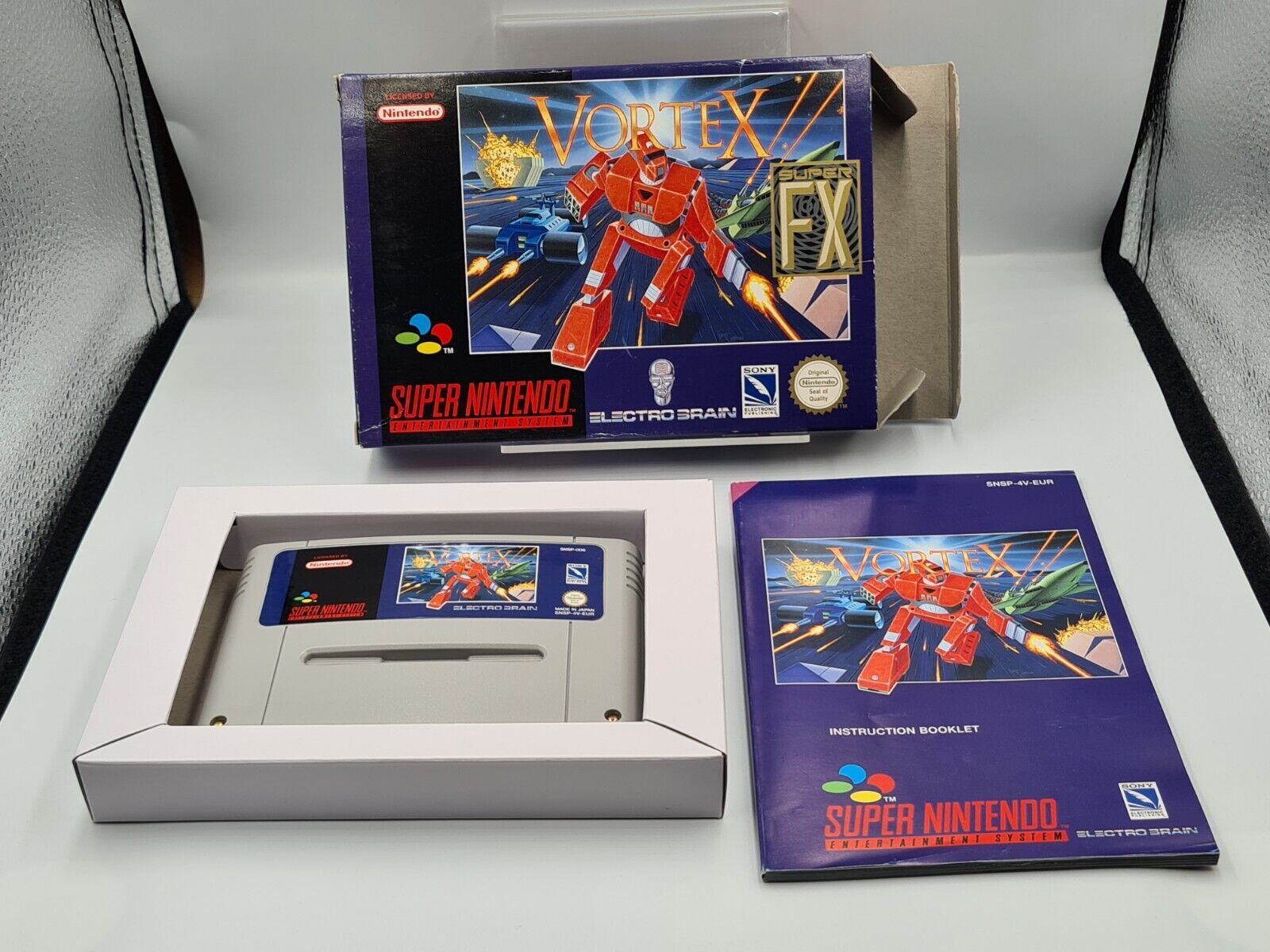 SNES Super Nintendo Vortex mit OVP und Anleitung EUR - T-Retro-Games 