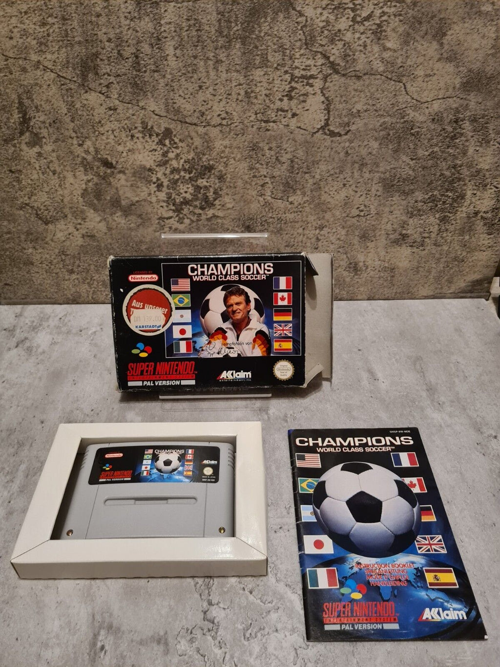 SNES Champions World Class Soccer mit OVP und Anleitung NOE - T-Retro-Games 