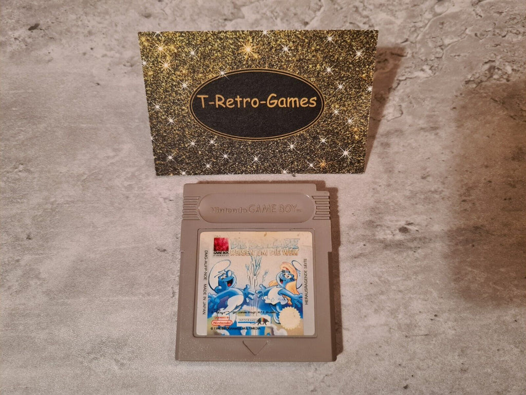 Nintendo Gameboy Classic Spiel Die Schlümpfe Reisen Um Die Welt Modul NOE - T-Retro-Games 