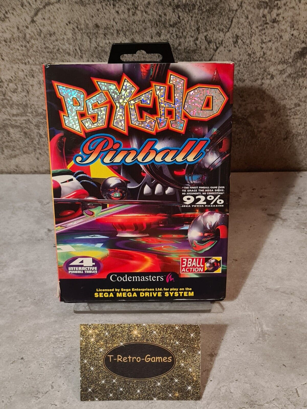 Sega Mega Drive Psycho Pinball mit OVP und Anleitung Multi Language Pappschuber - T-Retro-Games 