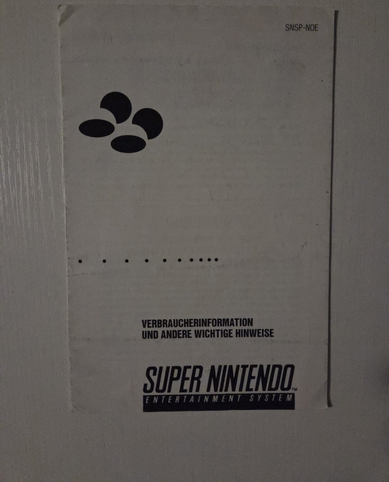 Super Nintendo Consumer Information Spielanleitung Instruction Booklet NOE