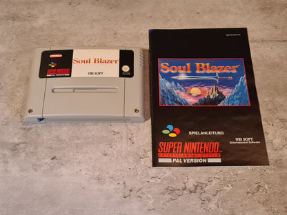 SNES Super Nintendo Soul Blazer mit OVP und Anleitung NOE/SFRG - T-Retro-Games 