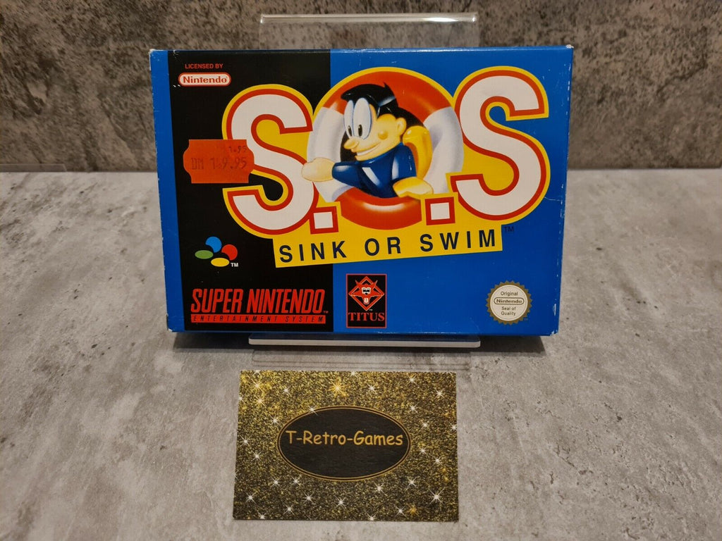 SNES Super Nintendo S.O.S. Sink or Swim mit OVP und Anleitung EUR - T-Retro-Games 