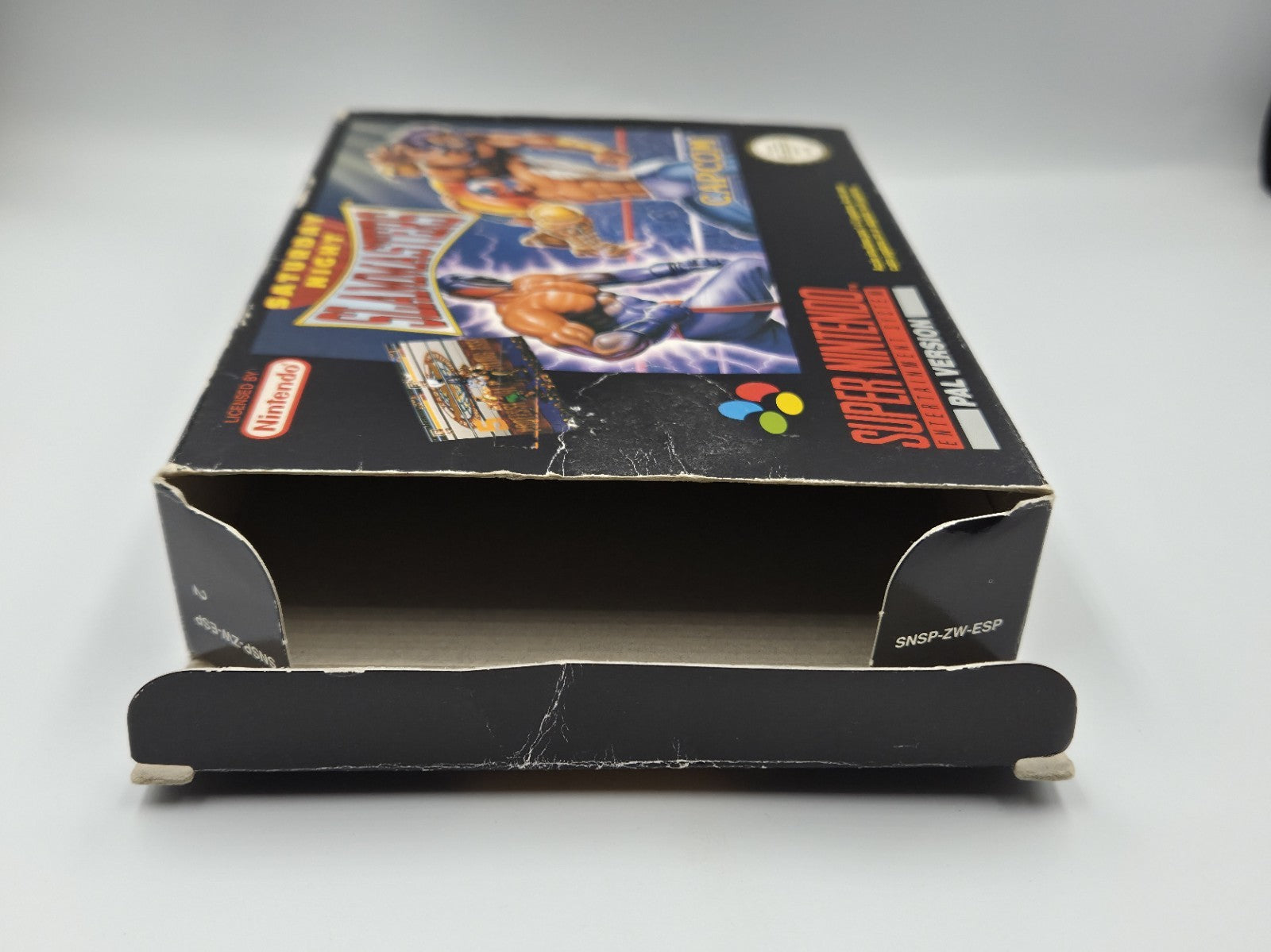 SNES Super Nintendo Saturday Night Slammasters Leer OVP Empty Box ESP
