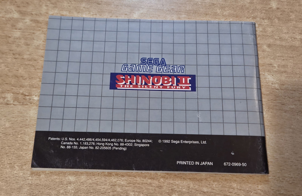 Sega Game Gear Shinobi II The Silent Fury Spielanleitung Instruction Booklet 