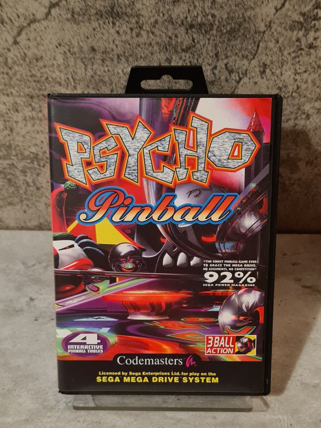 Sega Mega Drive Psycho Pinball mit OVP und Anleitung Multi Language Pappschuber - T-Retro-Games 