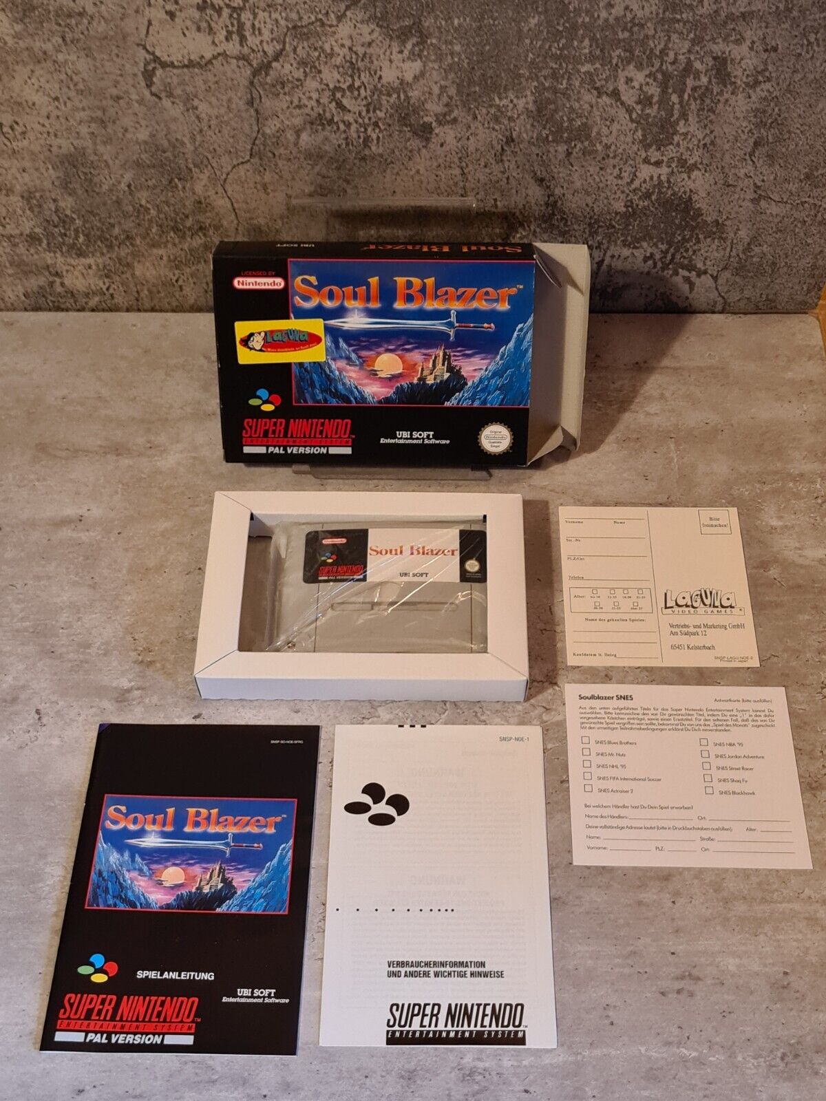 SNES Super Nintendo Soul Blazer mit OVP und Anleitung NOE/SFRG - T-Retro-Games 