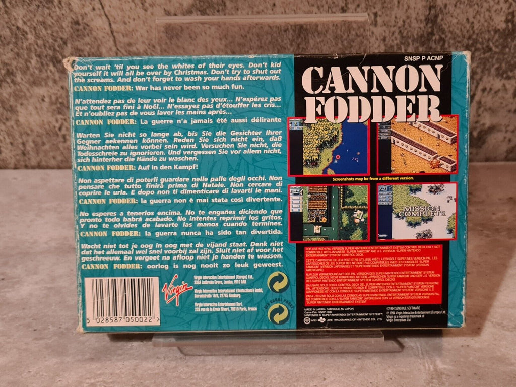 SNES Super Nintendo Cannon Fodder mit OVP und Anleitung EUR - T-Retro-Games 
