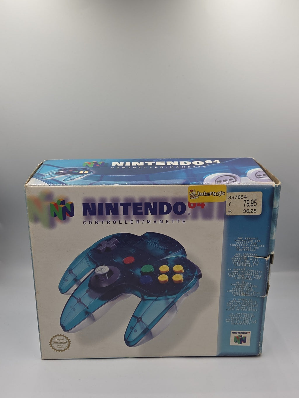 N64 Nintendo 64 Controller Clear Blue Joystick OVP EUR