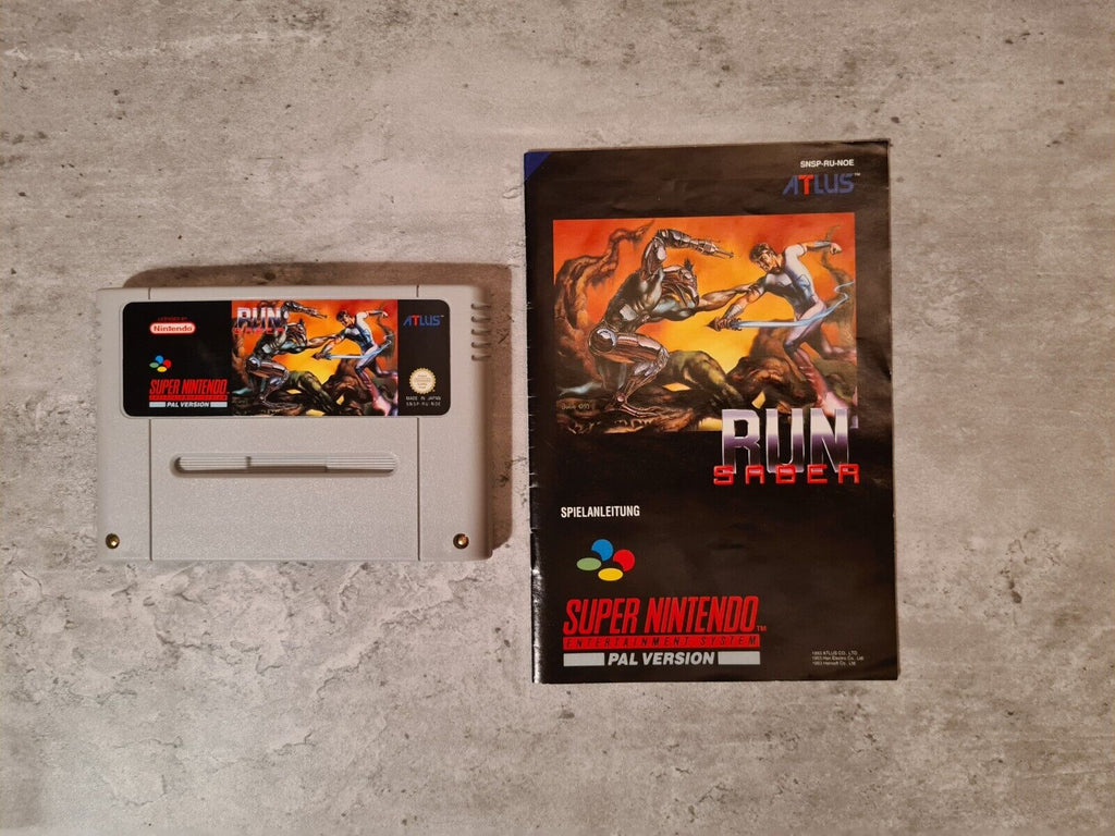SNES Super Nintendo Run Saber mit OVP und Anleitung NOE - T-Retro-Games 