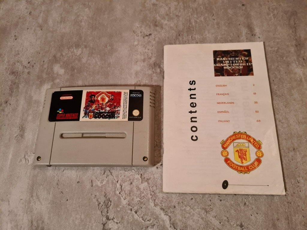 Super Nintendo Manchester United Championship Soccer mit OVP und Anleitung UKV - T-Retro-Games 