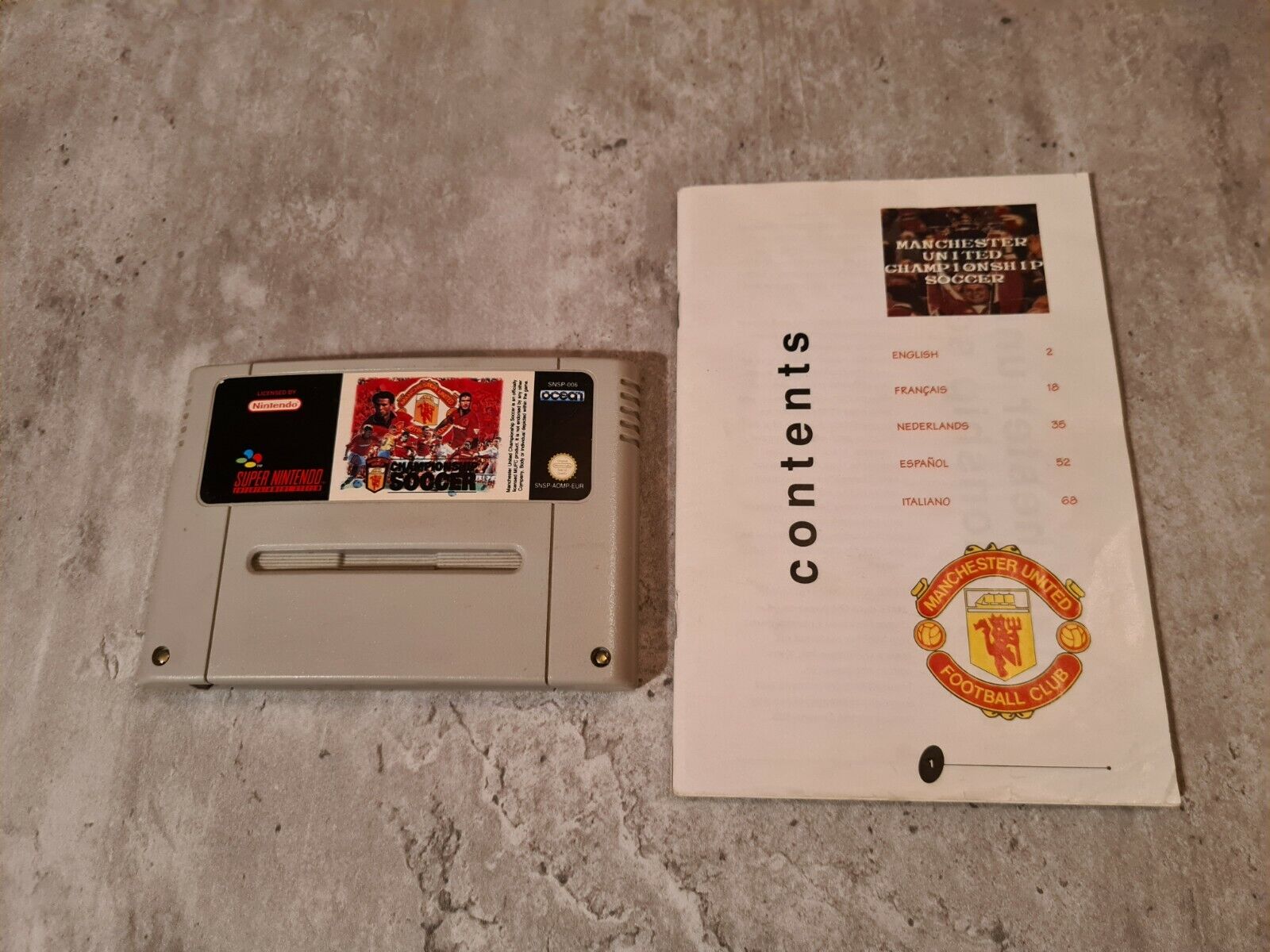 Super Nintendo Manchester United Championship Soccer mit OVP und Anleitung UKV - T-Retro-Games 