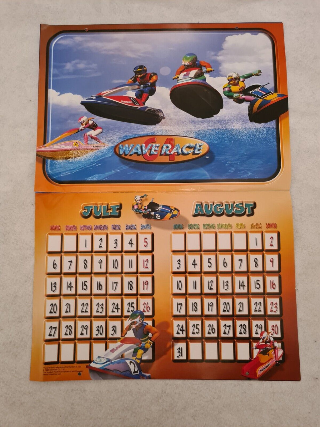 N64 Nintendo 64 Kalender Calendar 1998 Nintendo - T-Retro-Games 