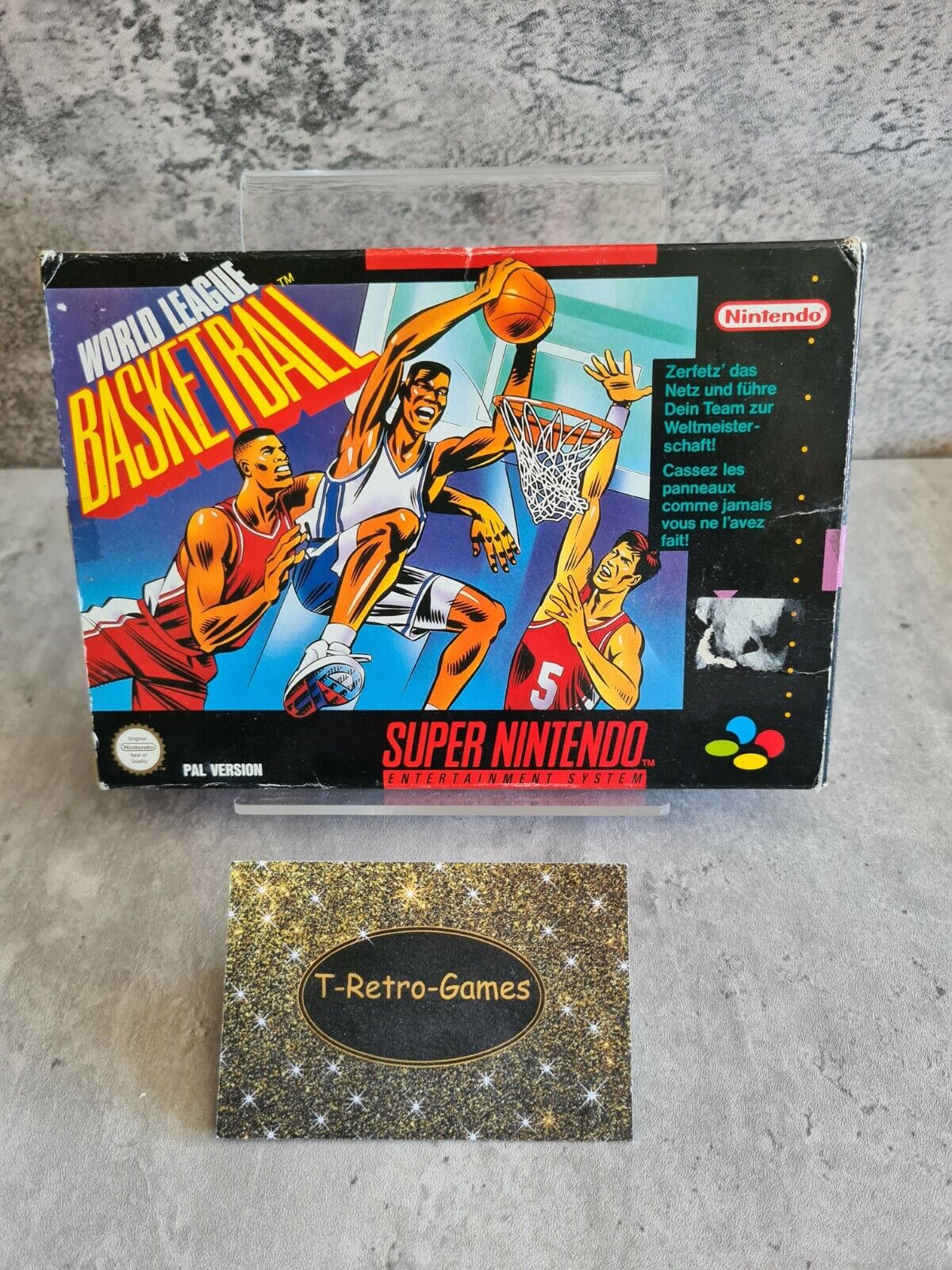 SNES Super Nintendo World League Basketball mit OVP und Anleitung FRG - T-Retro-Games 