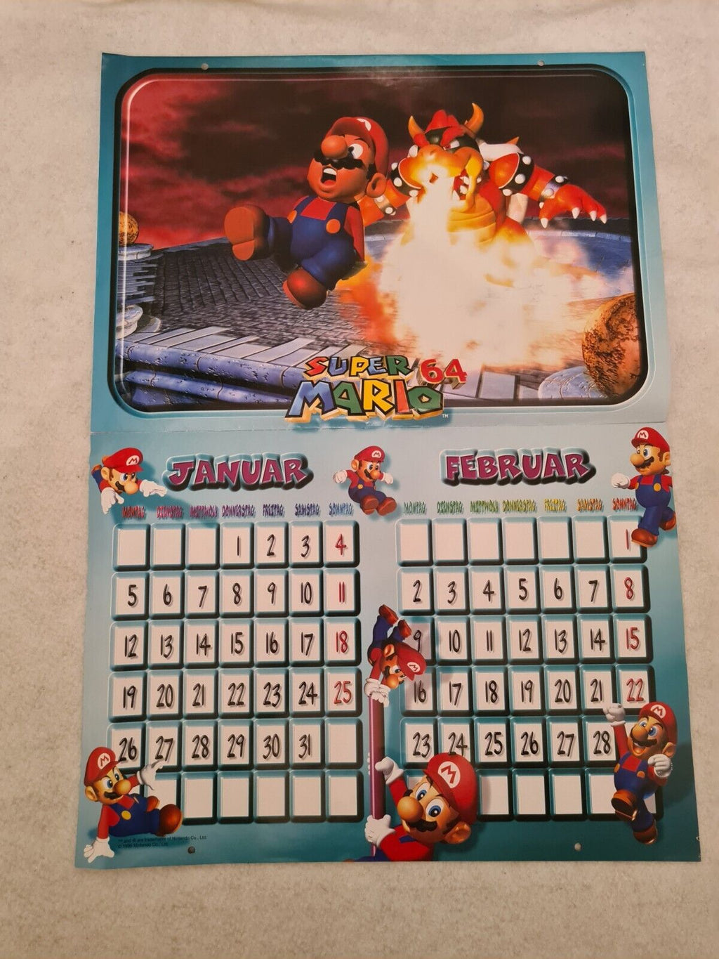N64 Nintendo 64 Kalender Calendar 1998 Nintendo - T-Retro-Games 
