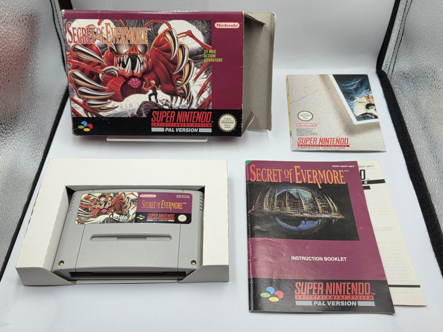 SNES Super Nintendo Secret of Evermore mit OVP und Anleitung + Poster UKV