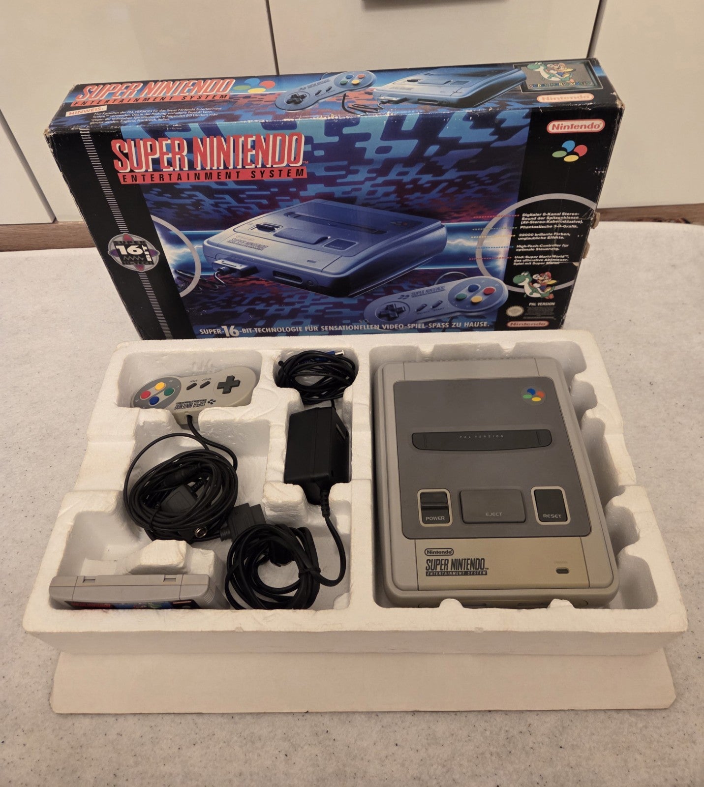 SNES Super Nintendo Super Mario World Bundle Konsole Console NOE OVP - T-Retro-Games 