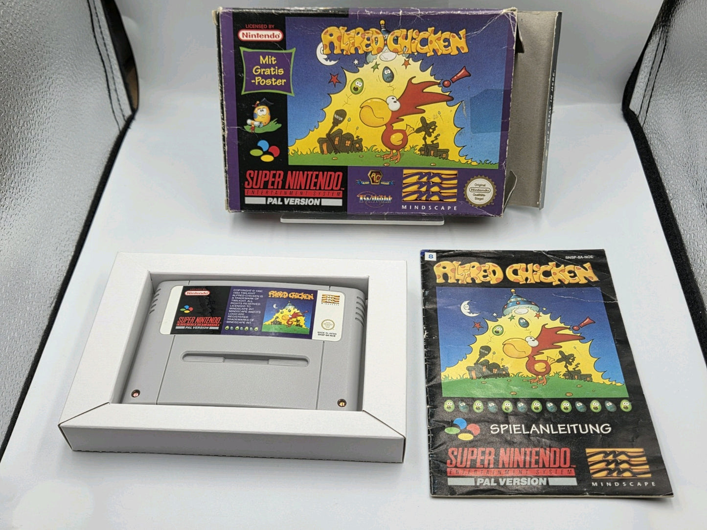 SNES Super Nintendo Alfred Chicken mit OVP und Anleitung NOE