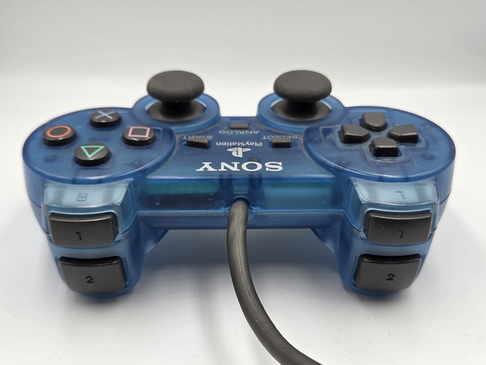 PS1 Playstation 1 Dual-Shock Controller Joystick Transparent Blau SCPH-1200 - T-Retro-Games 