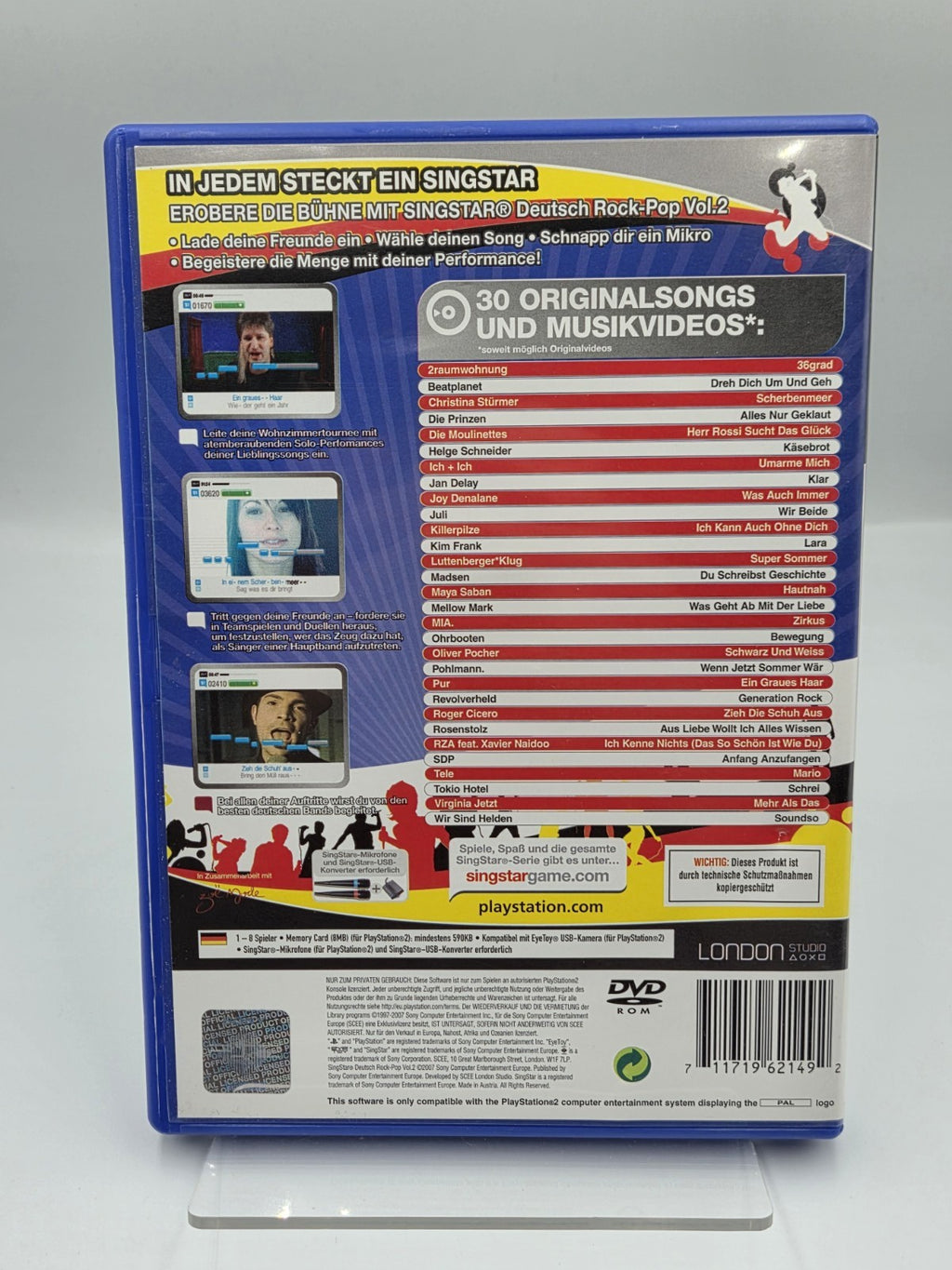 PS2 Playstation 2 Singstar Deutsch Rock-Pop mit OVP und Anleitung Deutsch - T-Retro-Games 