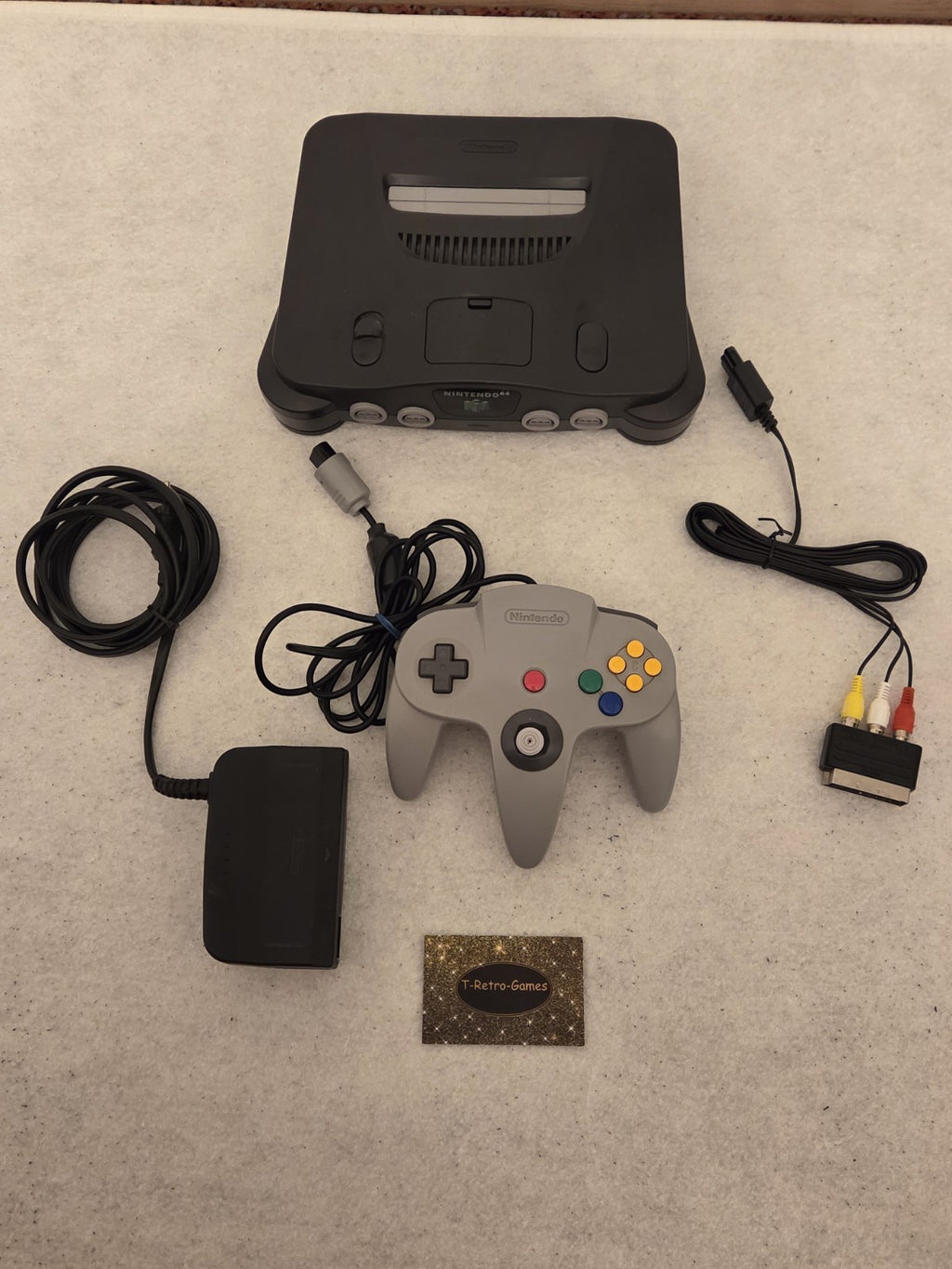 Nintendo 64 N64 Konsole Console Schwarz + Controller + Kabel mit Jumper Pak - T-Retro-Games 