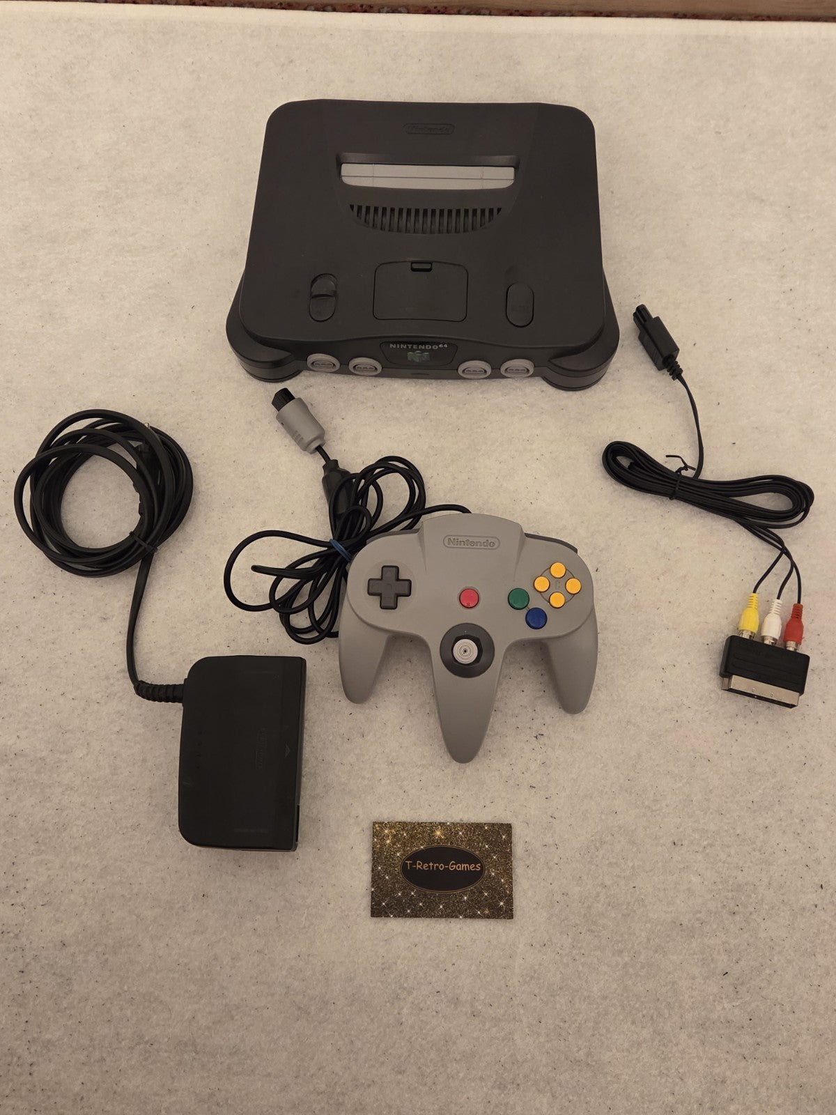 Nintendo 64 N64 Konsole Console Schwarz + Controller + Kabel mit Jumper Pak - T-Retro-Games 