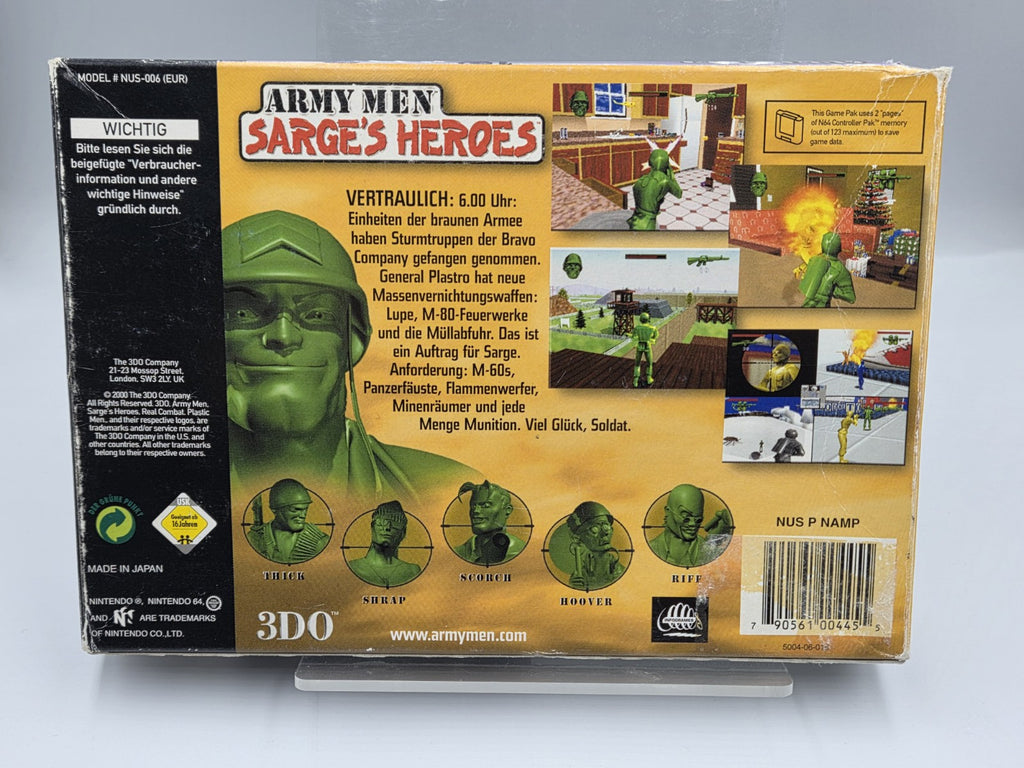 N64 Nintendo 64 Army Men Sarge's Heroes mit OVP und Anleitung NOE - T-Retro-Games 