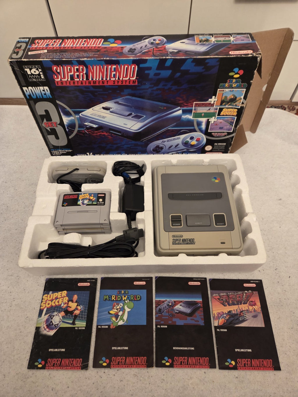 SNES Super Nintendo Power Set 3 Konsole Console NOE OVP 3 Spiele - T-Retro-Games 
