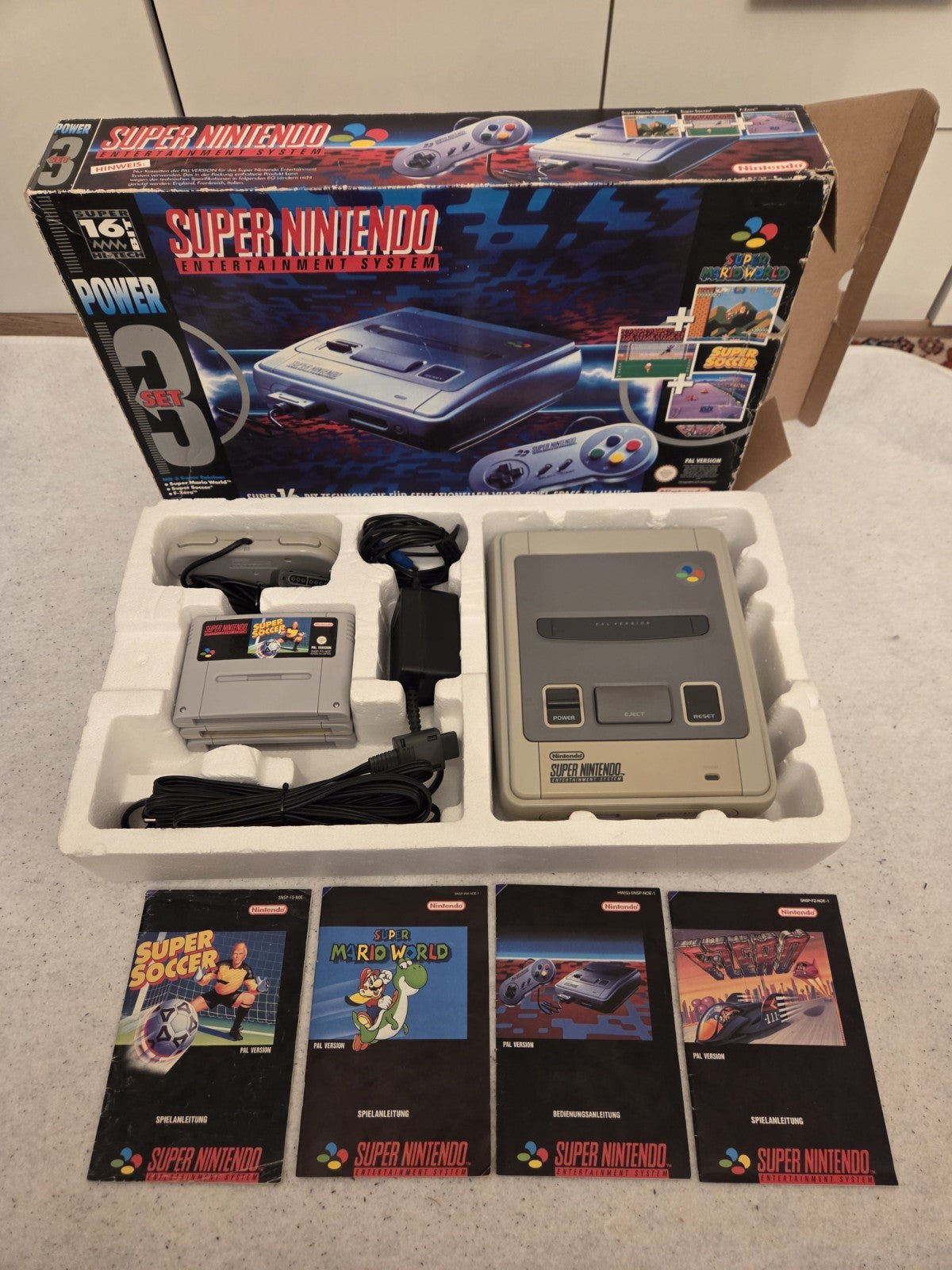 SNES Super Nintendo Power Set 3 Konsole Console NOE OVP 3 Spiele - T-Retro-Games 