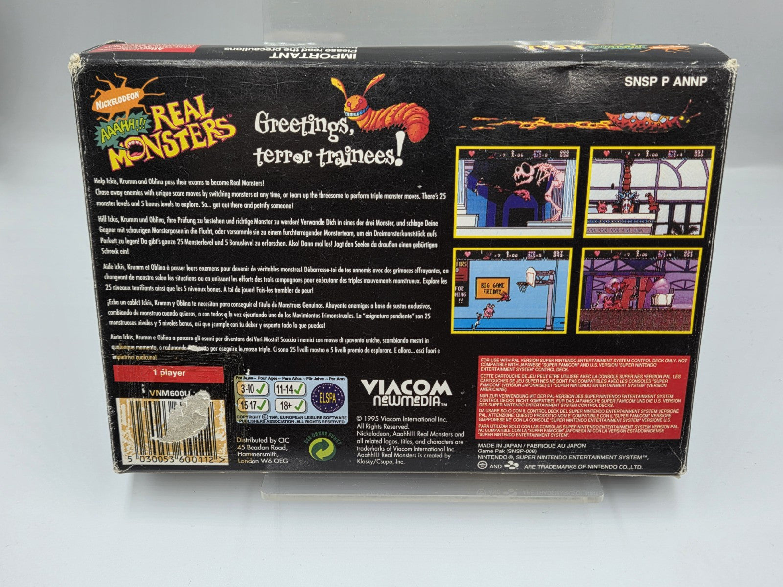 SNES Super Nintendo Aaahh!!! Real Monsters mit OVP und Anleitung EUR