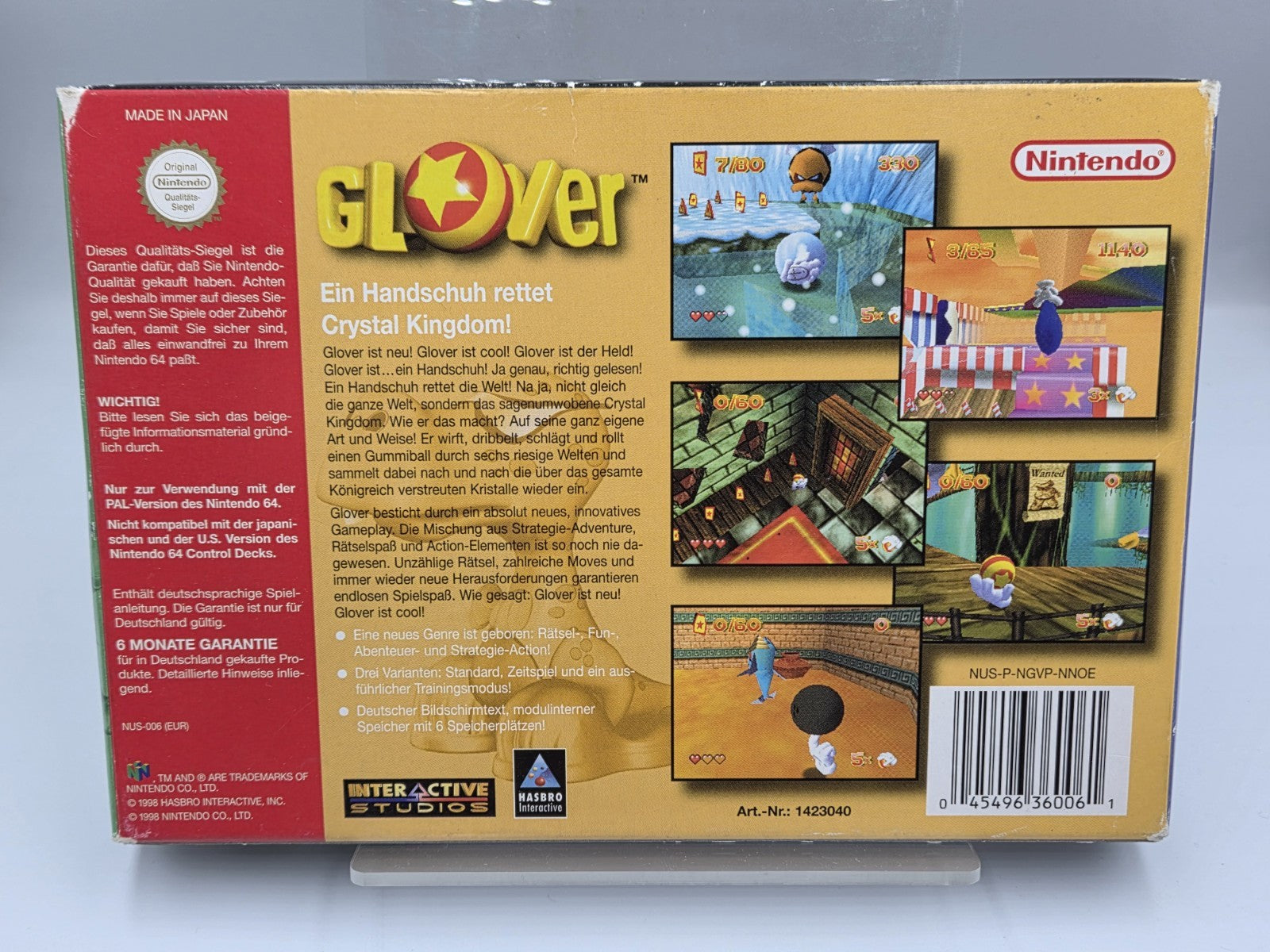 N64 Nintendo 64 Glover mit OVP und Anleitung NOE - T-Retro-Games 