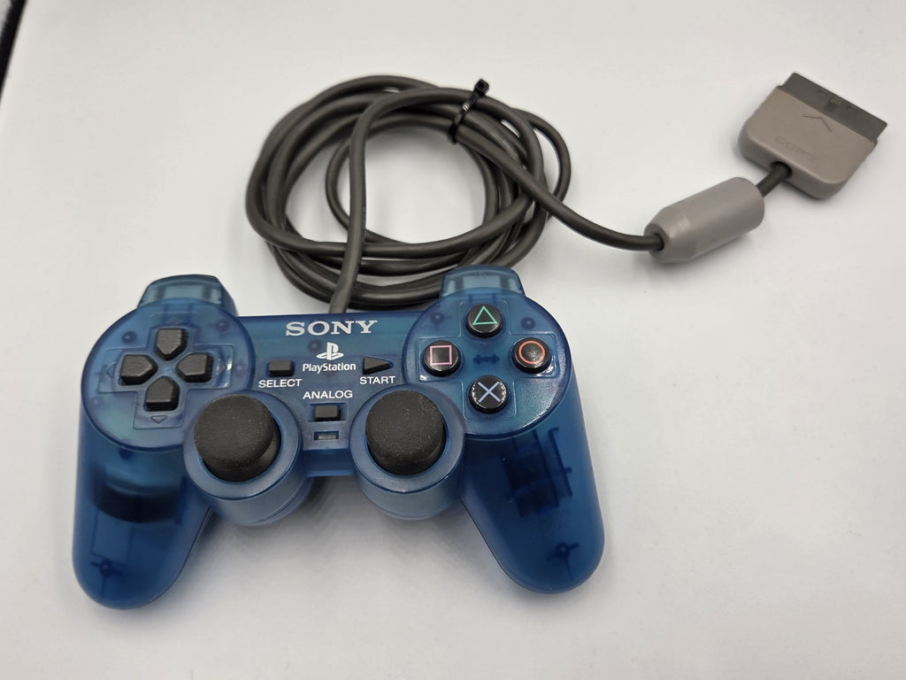 PS1 Playstation 1 Dual-Shock Controller Joystick Transparent Blau SCPH-1200 - T-Retro-Games 